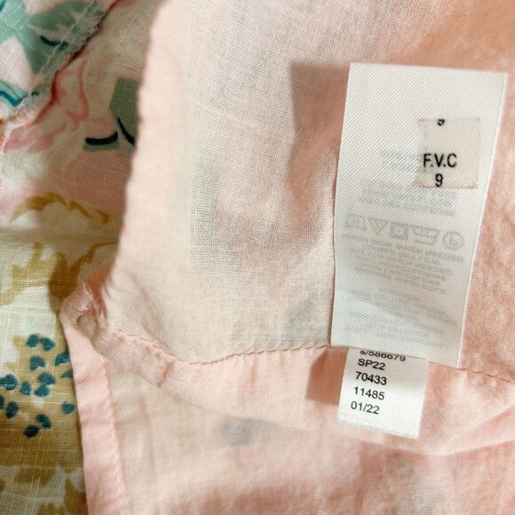 Loft 100% Cotton Pink Floral Peplum Lace Puff Sleeve Top Size XS Cottagecore - Picture 8 of 13